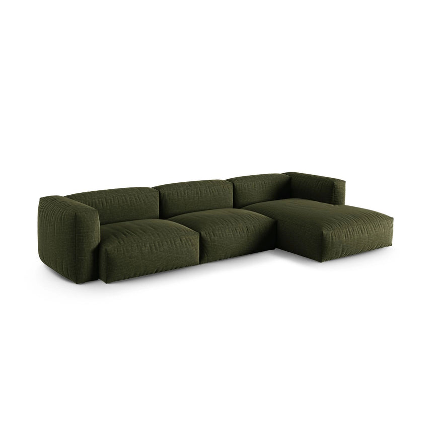 Martina modulares Ecksofa, Rechte Seite, Sitztiefe 90 cm, aus Strukturierter Stoff in Grün (Boston Forest), 330x176 cm von Micadoni – Bild 3