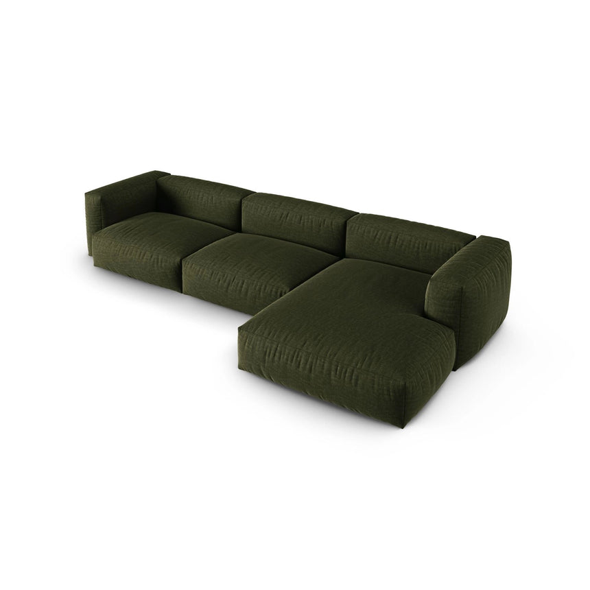Martina modulares Ecksofa, Rechte Seite, Sitztiefe 90 cm, aus Strukturierter Stoff in Grün (Boston Forest), 330x176 cm von Micadoni – Bild 4