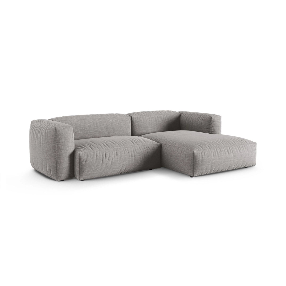 Martina modulares Ecksofa, Rechte Seite, Sitztiefe 90 cm, aus Strukturierter Stoff in Hellgrau (Boston Light Grey), 280x176 cm von Micadoni – Bild 3