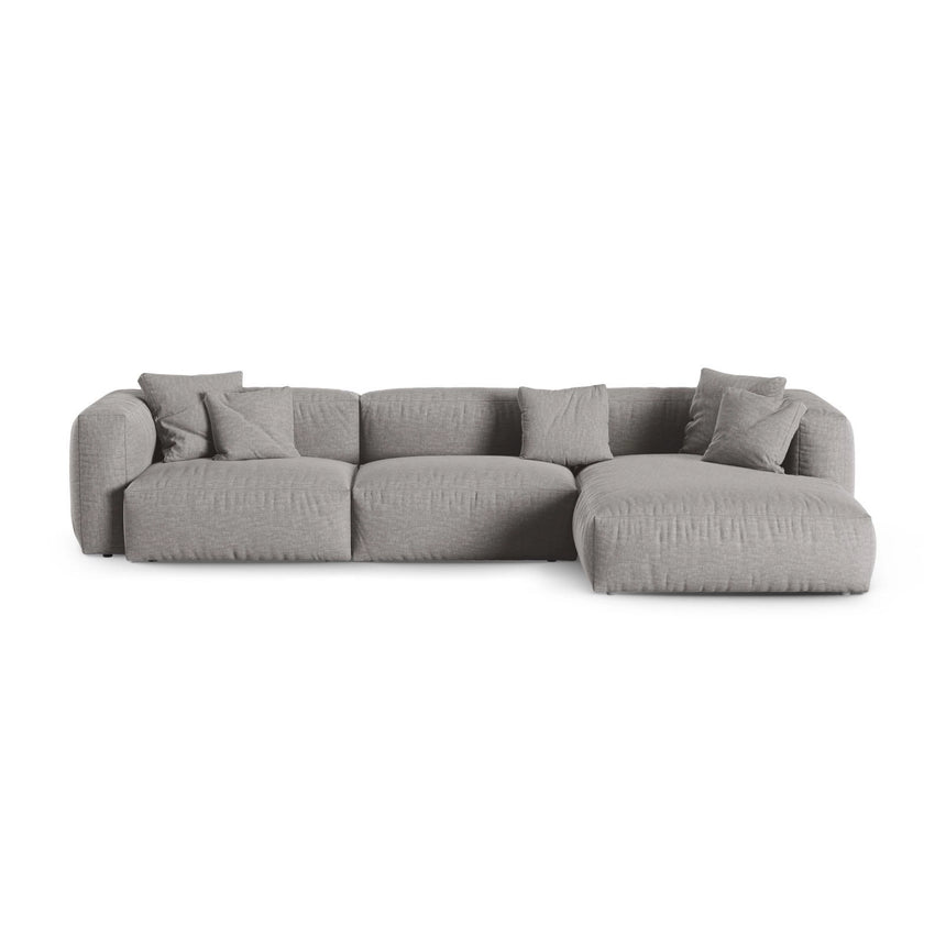 Martina modulares Ecksofa, Rechte Seite, Sitztiefe 90 cm, aus Strukturierter Stoff in Hellgrau (Boston Light Grey), 330x176 cm von Micadoni – Bild 1