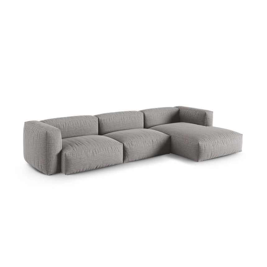 Martina modulares Ecksofa, Rechte Seite, Sitztiefe 90 cm, aus Strukturierter Stoff in Hellgrau (Boston Light Grey), 330x176 cm von Micadoni – Bild 3