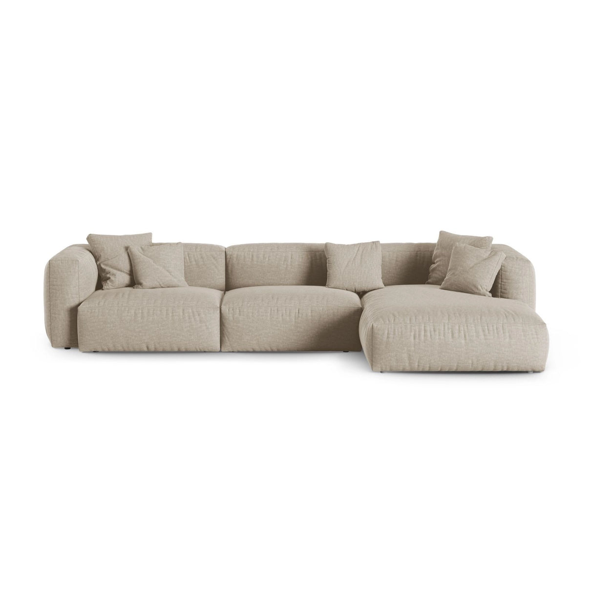Martina modulares Ecksofa, Rechte Seite, Sitztiefe 90 cm, aus Strukturierter Stoff in Leichtes Beige (Boston Toffee), 330x176 cm von Micadoni – Bild 1