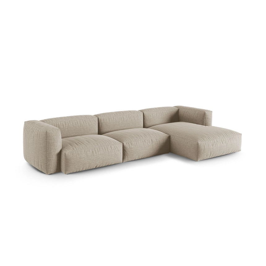 Martina modulares Ecksofa, Rechte Seite, Sitztiefe 90 cm, aus Strukturierter Stoff in Leichtes Beige (Boston Toffee), 330x176 cm von Micadoni – Bild 3