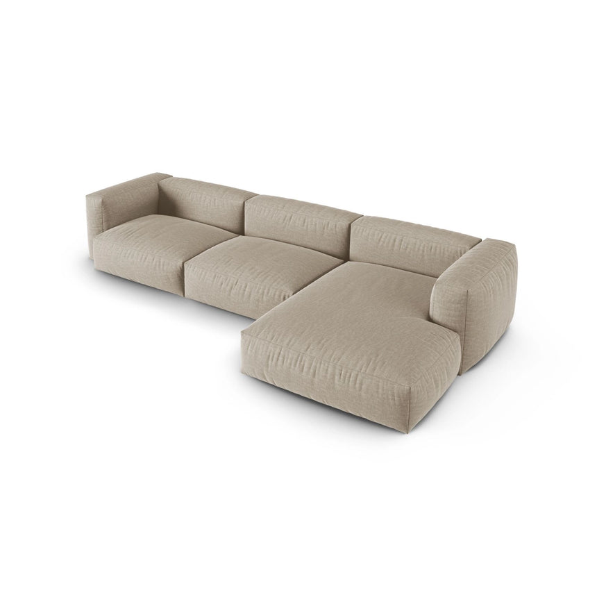 Martina modulares Ecksofa, Rechte Seite, Sitztiefe 90 cm, aus Strukturierter Stoff in Leichtes Beige (Boston Toffee), 330x176 cm von Micadoni – Bild 4
