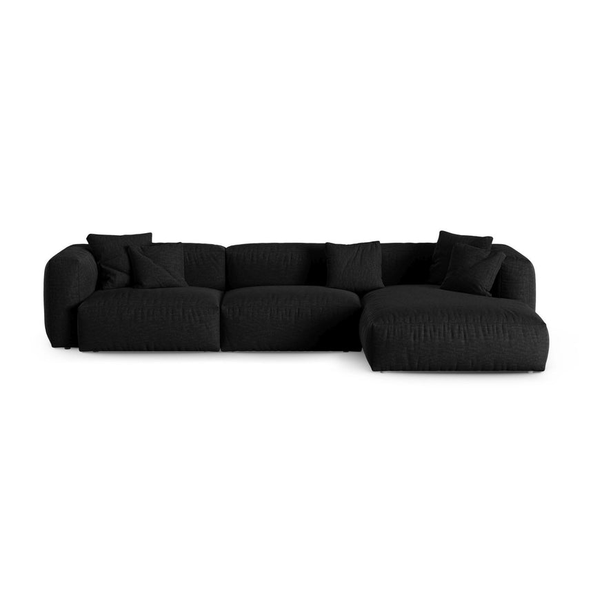 Martina modulares Ecksofa, Rechte Seite, Sitztiefe 90 cm, aus Strukturierter Stoff in Schwarz (Boston Black), 330x176 cm von Micadoni – Bild 1