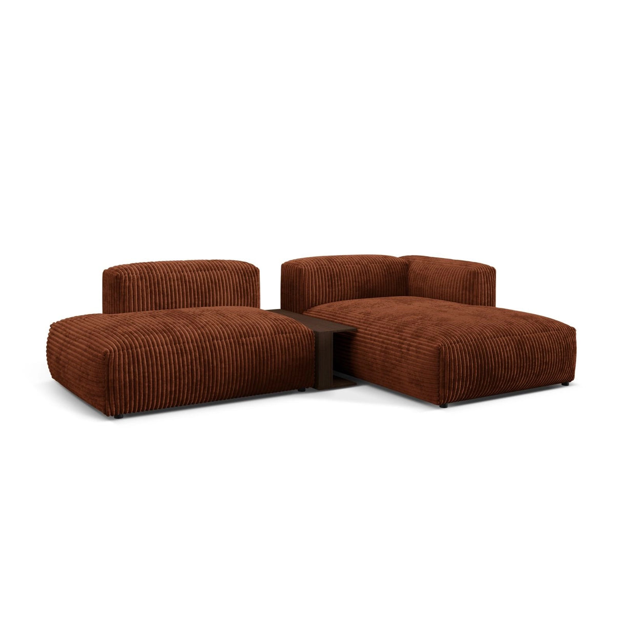 Martina modulares Ecksofa, Rechte Seite, aus Cord in Brick (Tilia 52), 285x176 cm von Micadoni – Bild 3