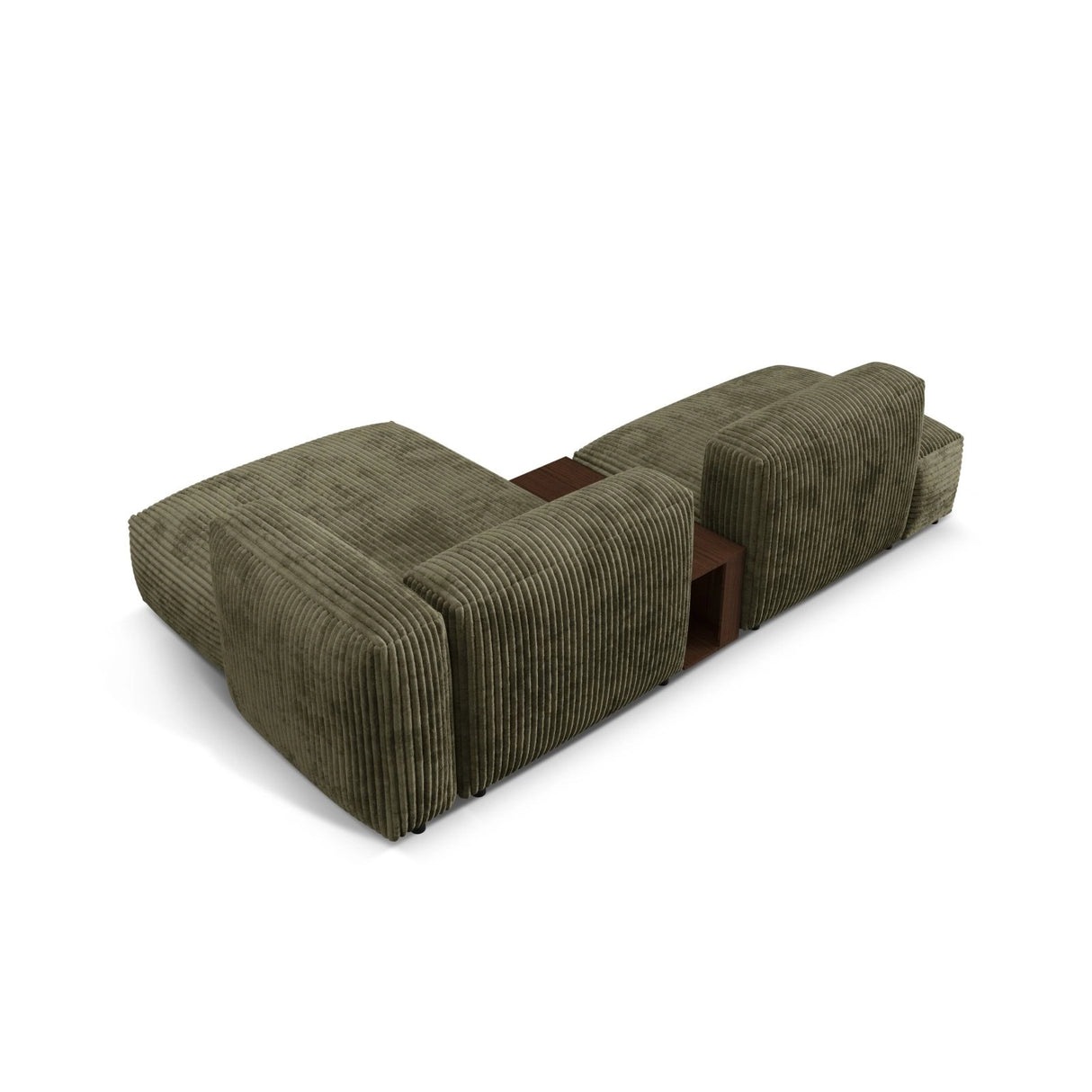 Martina modulares Ecksofa, Rechte Seite, aus Cord in Moosgrün (Tilia 37), 285x176 cm von Micadoni – Bild 5