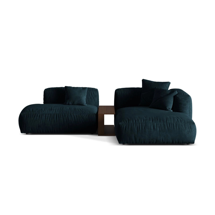 Martina modulares Ecksofa, Rechte Seite, aus Samt in Deep Petrol (Vogue 13), 285x176 cm von Micadoni – Bild 1