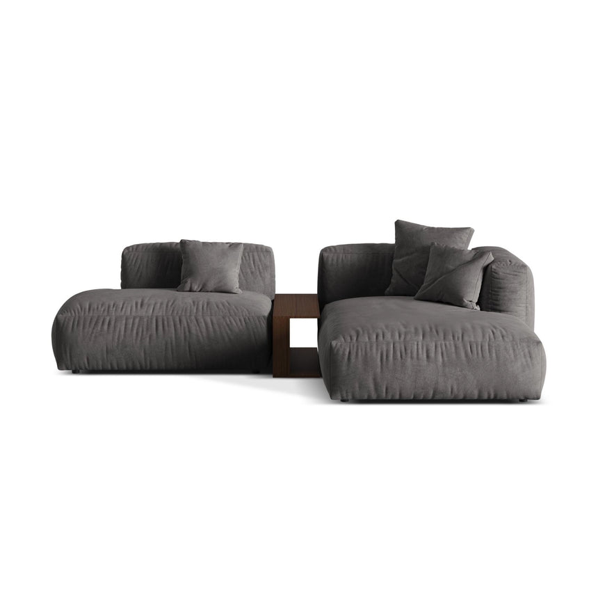 Martina modulares Ecksofa, Rechte Seite, aus Samt in Grau (Vogue 15), 285x176 cm von Micadoni – Bild 1