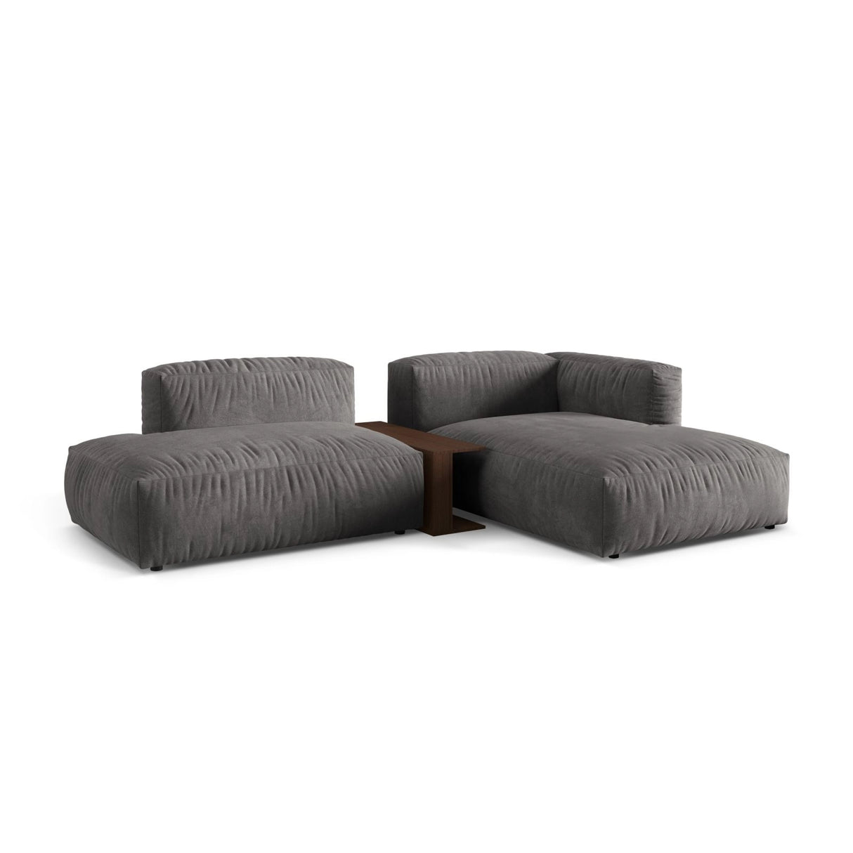 Martina modulares Ecksofa, Rechte Seite, aus Samt in Grau (Vogue 15), 285x176 cm von Micadoni – Bild 3