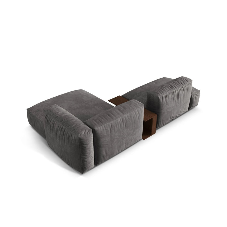 Martina modulares Ecksofa, Rechte Seite, aus Samt in Grau (Vogue 15), 285x176 cm von Micadoni – Bild 5