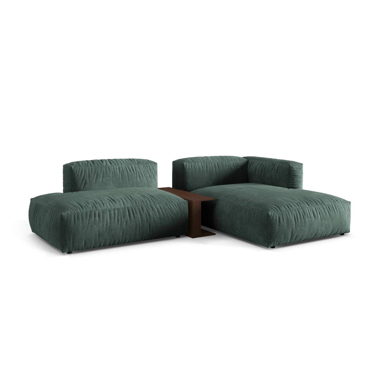 Martina modulares Ecksofa, Rechte Seite, aus Samt in Petrol (Vogue 12), 285x176 cm von Micadoni – Bild 3
