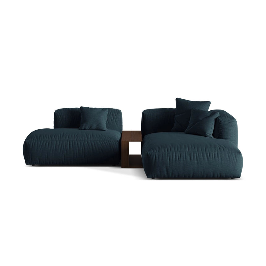 Martina modulares Ecksofa, Rechte Seite, aus Strukturierter Stoff in Blau Jeans (Boston Ocean), 285x176 cm von Micadoni – Bild 1