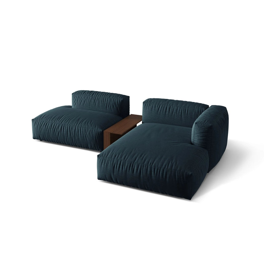 Martina modulares Ecksofa, Rechte Seite, aus Strukturierter Stoff in Blau Jeans (Boston Ocean), 285x176 cm von Micadoni – Bild 4