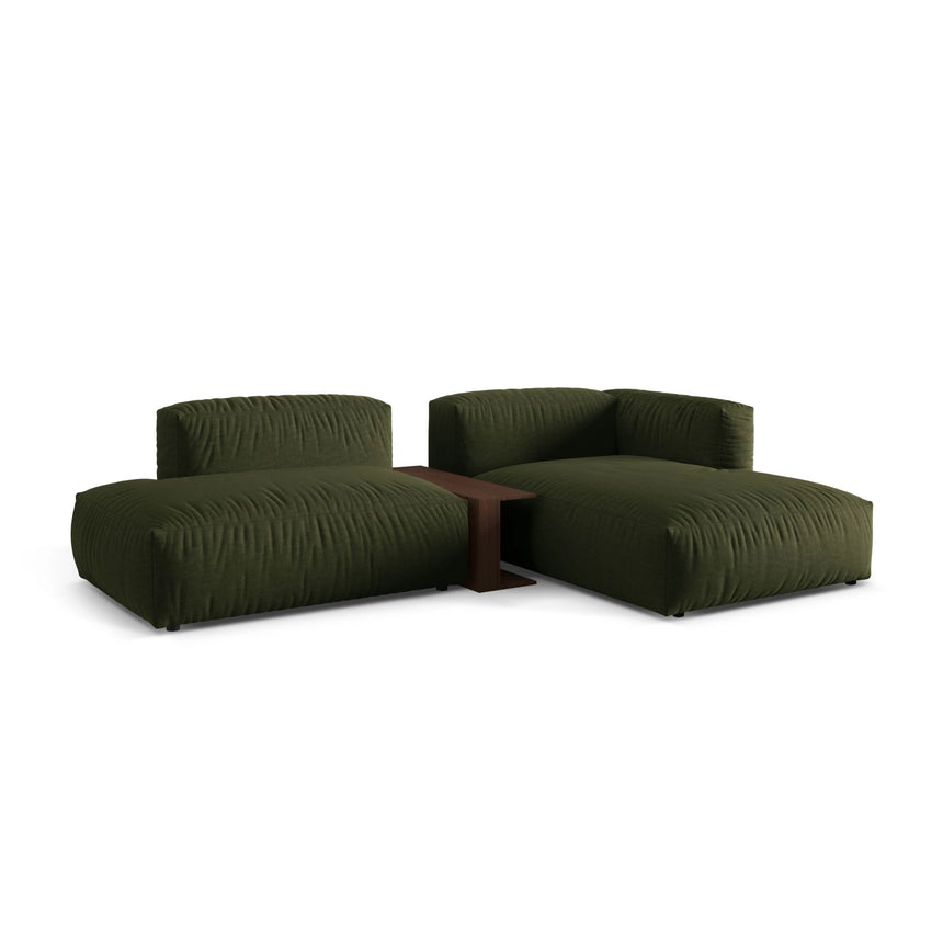 Martina modulares Ecksofa, Rechte Seite, aus Strukturierter Stoff in Grün (Boston Forest), 285x176 cm von Micadoni – Bild 3