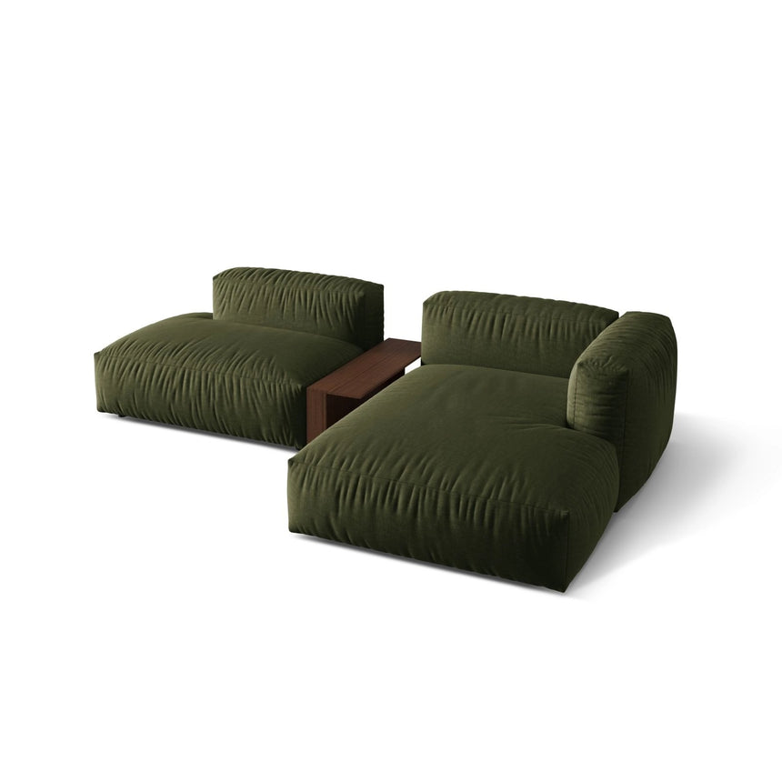 Martina modulares Ecksofa, Rechte Seite, aus Strukturierter Stoff in Grün (Boston Forest), 285x176 cm von Micadoni – Bild 4