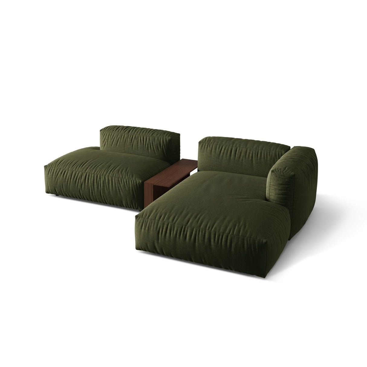 Martina modulares Ecksofa, Rechte Seite, aus Strukturierter Stoff in Grün (Boston Forest), 285x176 cm von Micadoni – Bild 4