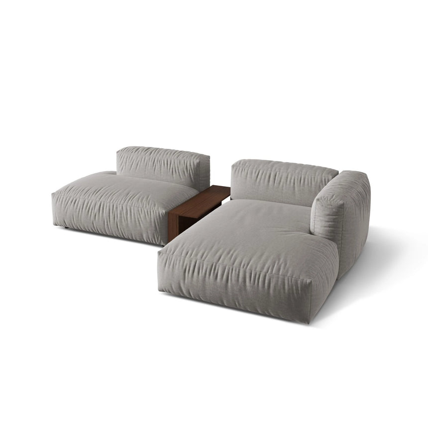 Martina modulares Ecksofa, Rechte Seite, aus Strukturierter Stoff in Hellgrau (Boston Light Grey), 285x176 cm von Micadoni – Bild 4