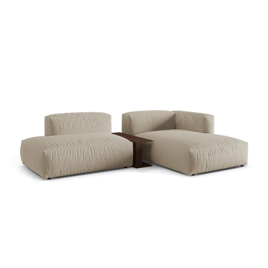 Martina modulares Ecksofa, Rechte Seite, aus Strukturierter Stoff in Leichtes Beige (Boston Toffee), 285x176 cm von Micadoni – Bild 3