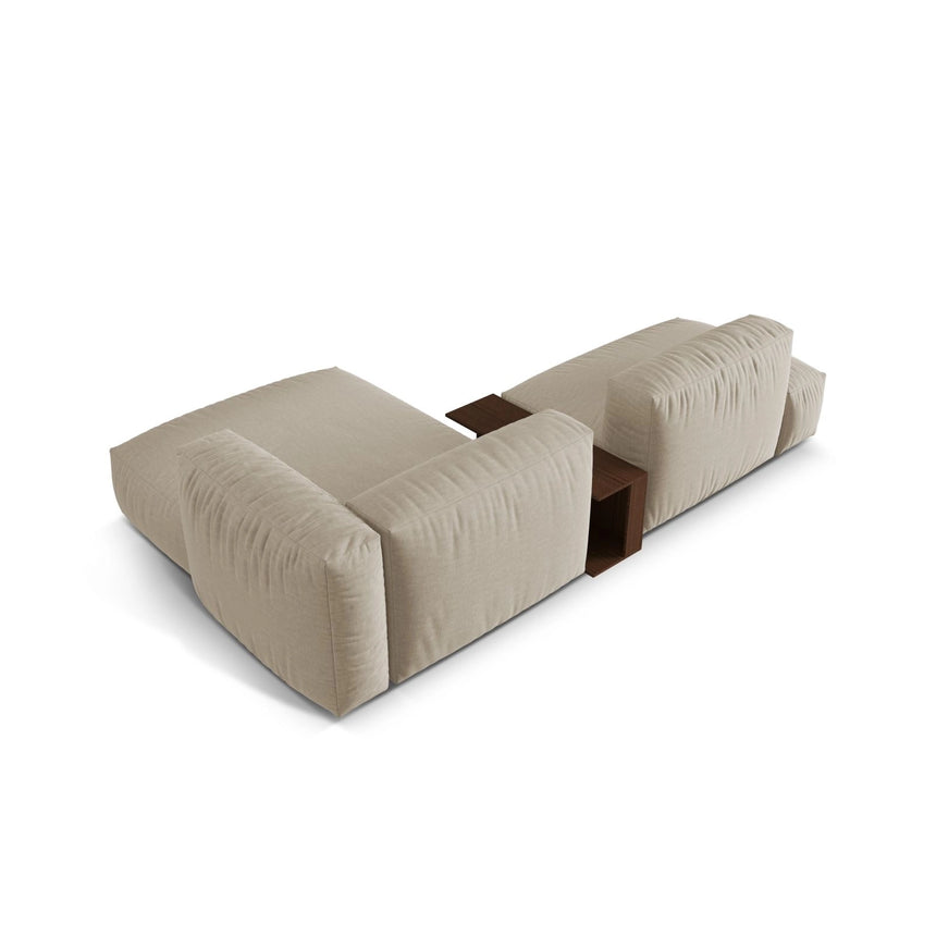 Martina modulares Ecksofa, Rechte Seite, aus Strukturierter Stoff in Leichtes Beige (Boston Toffee), 285x176 cm von Micadoni – Bild 5