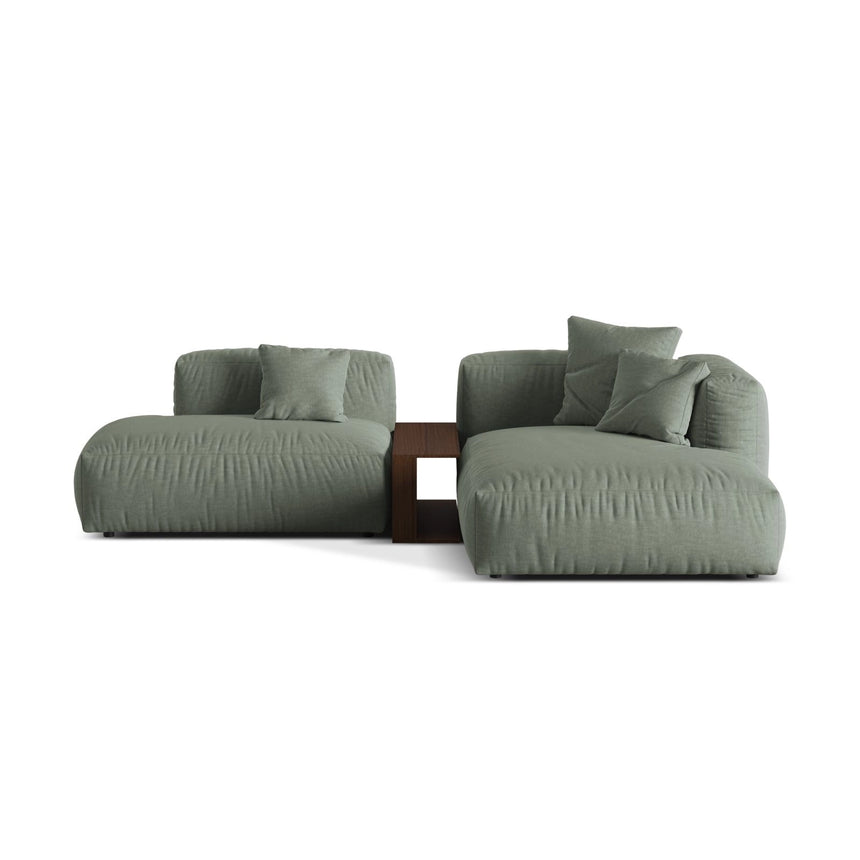 Martina modulares Ecksofa, Rechte Seite, aus Strukturierter Stoff in Moosgrün (Boston Water Green), 285x176 cm von Micadoni – Bild 1