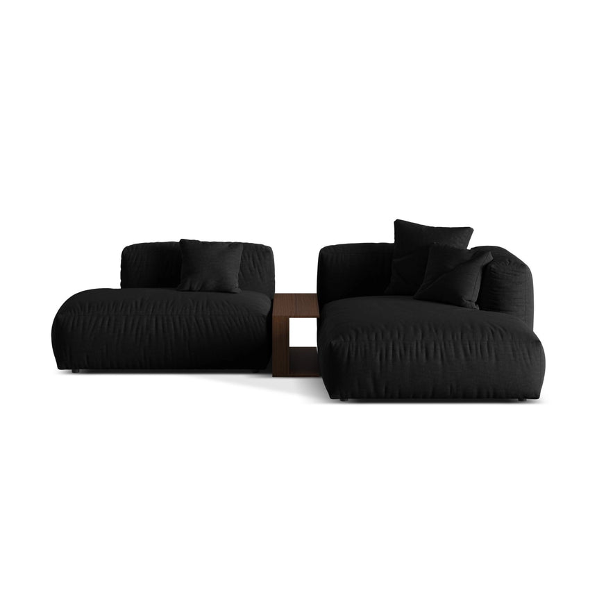 Martina modulares Ecksofa, Rechte Seite, aus Strukturierter Stoff in Schwarz (Boston Black), 285x176 cm von Micadoni – Bild 1