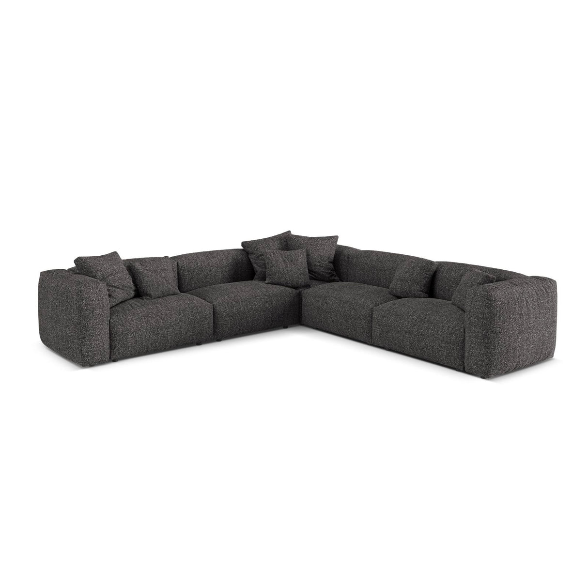 Martina modulares Ecksofa, Symmetrisch, Sitztiefe 76 cm, aus Boucle in Anthrazit (Monet Anthracite), 316x316 cm von Micadoni – Bild 1