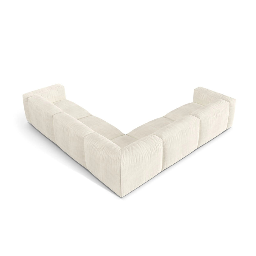 Martina modulares Ecksofa, Symmetrisch, Sitztiefe 76 cm, aus Boucle in Elfenbein (Monet Nata), 316x316 cm von Micadoni – Bild 3