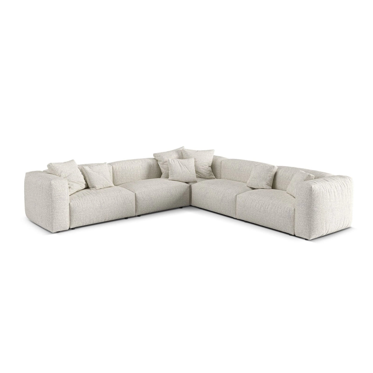 Martina modulares Ecksofa, Symmetrisch, Sitztiefe 76 cm, aus Boucle in Grau Beige meliert (Monet Pearl), 316x316 cm von Micadoni – Bild 1