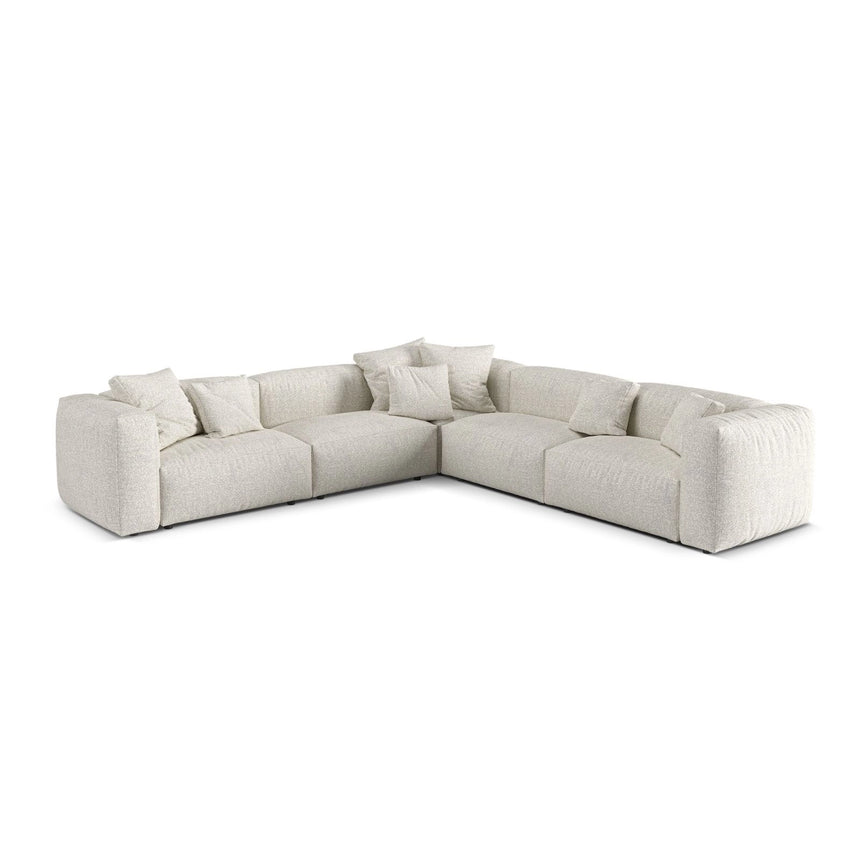 Martina modulares Ecksofa, Symmetrisch, Sitztiefe 76 cm, aus Boucle in Grau Beige meliert (Monet Pearl), 316x316 cm von Micadoni – Bild 1