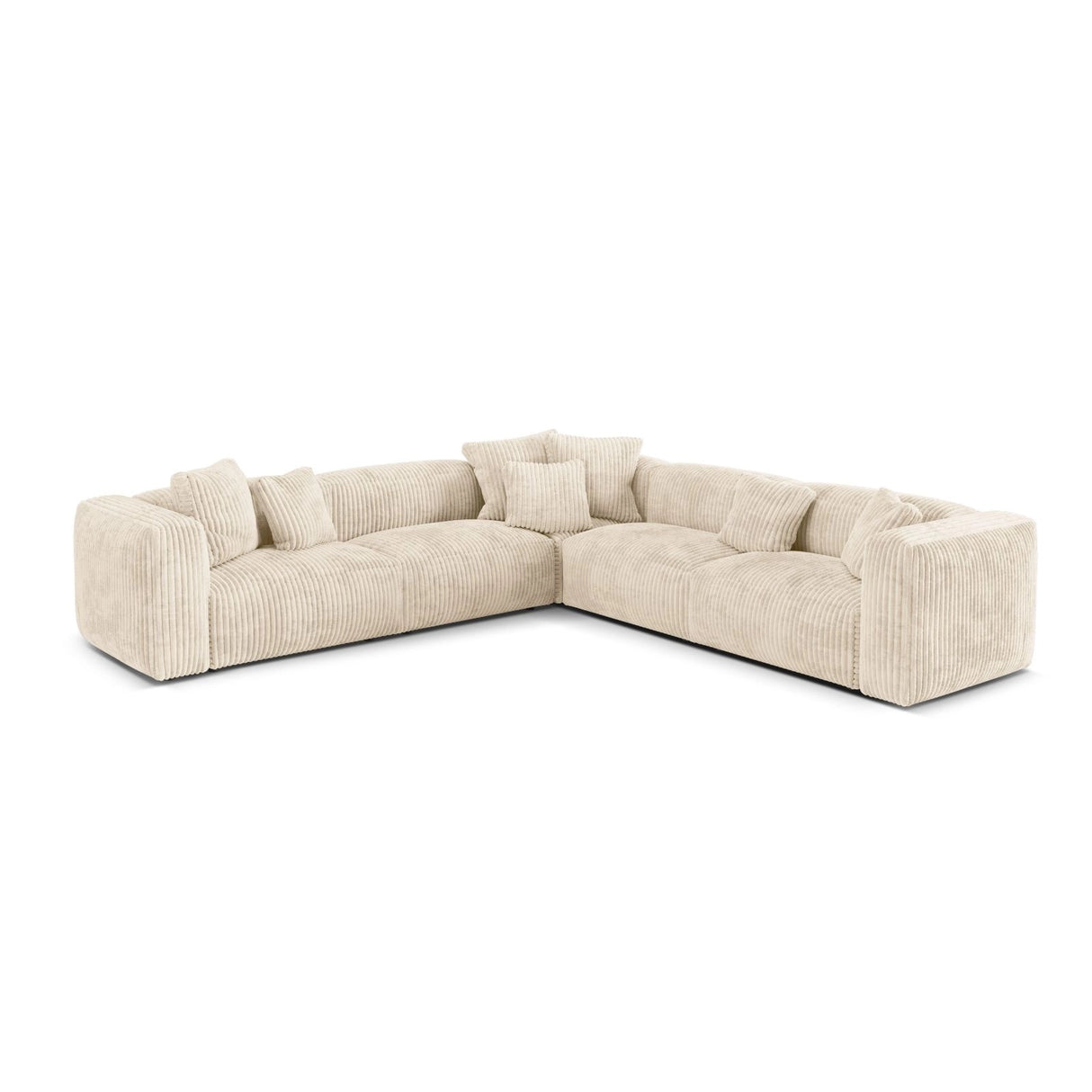 Martina modulares Ecksofa, Symmetrisch, Sitztiefe 76 cm, aus Cord in Leichtes Beige (Tilia 03), 316x316 cm von Micadoni – Bild 1