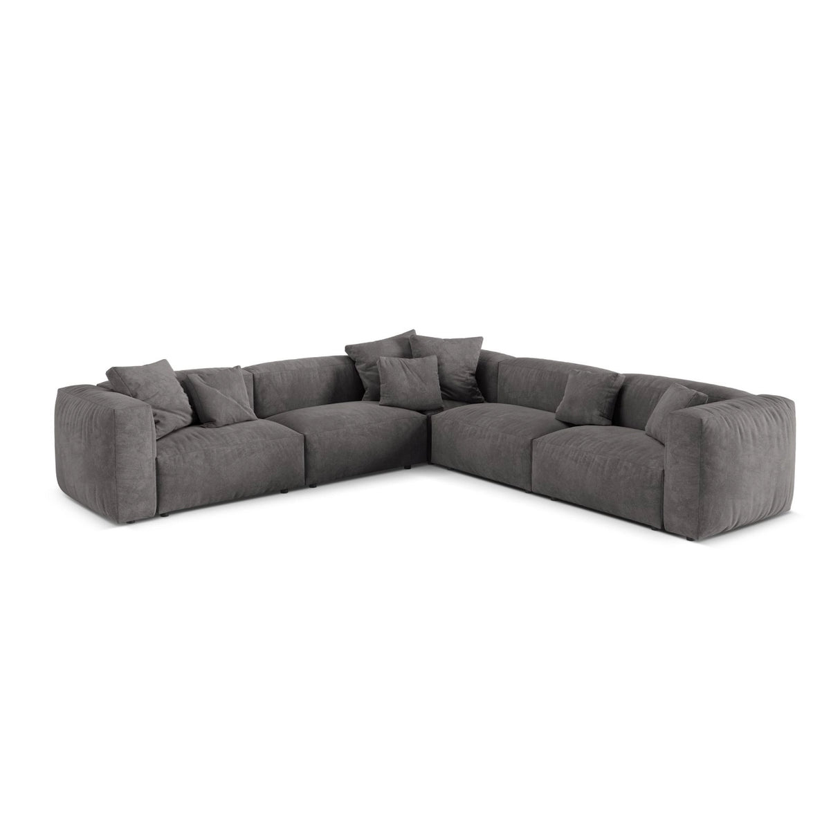 Martina modulares Ecksofa, Symmetrisch, Sitztiefe 76 cm, aus Samt in Grau (Vogue 15), 316x316 cm von Micadoni – Bild 1