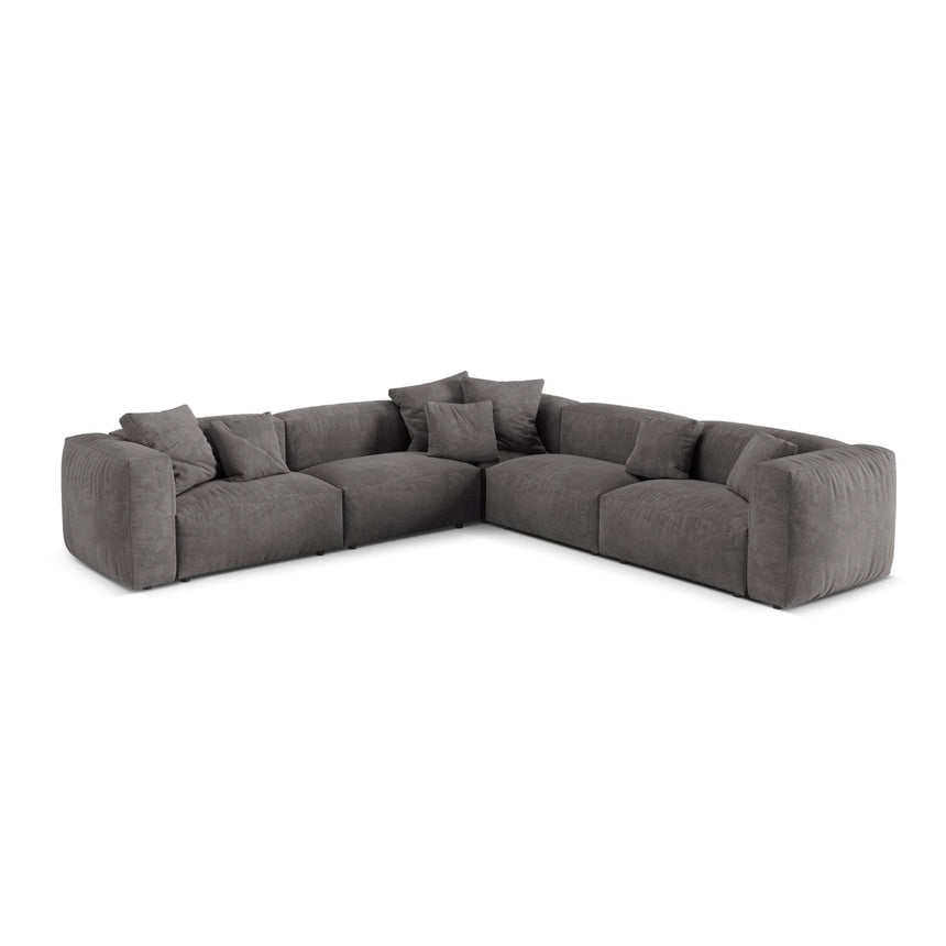 Martina modulares Ecksofa, Symmetrisch, Sitztiefe 76 cm, aus Samt in Grau (Vogue 15), 316x316 cm von Micadoni – Bild 1