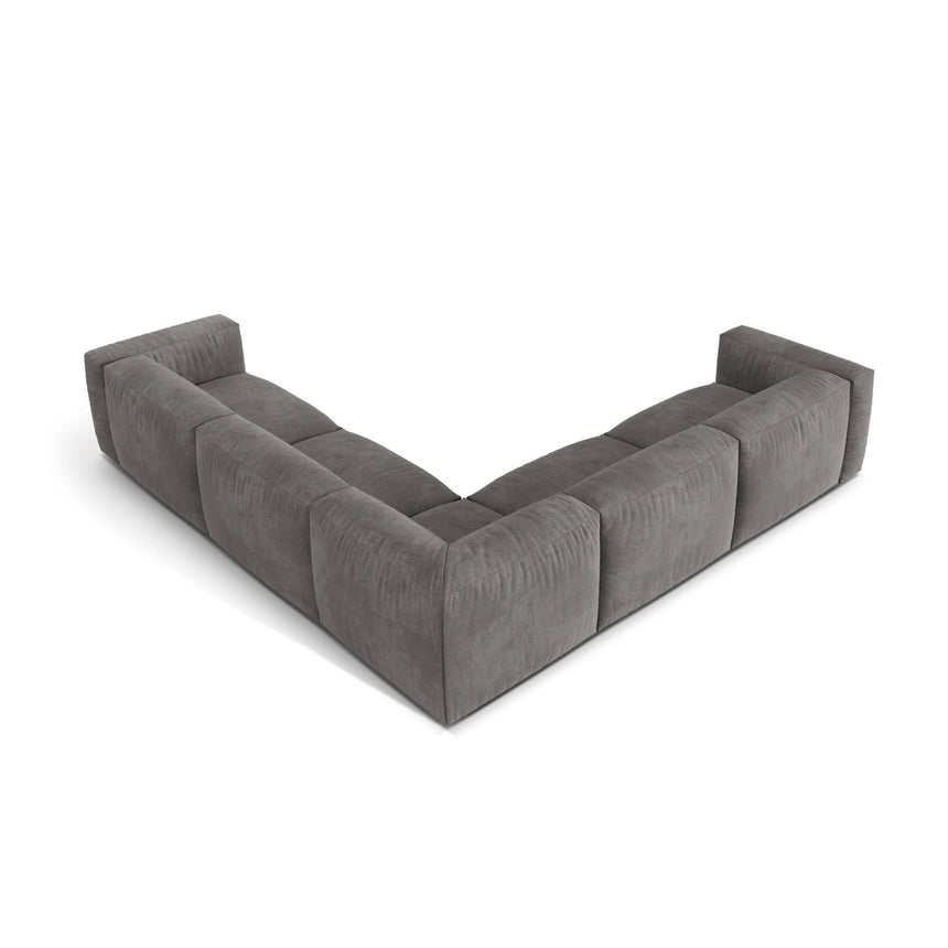 Martina modulares Ecksofa, Symmetrisch, Sitztiefe 76 cm, aus Samt in Grau (Vogue 15), 316x316 cm von Micadoni – Bild 3