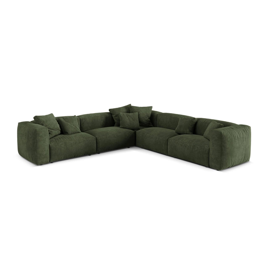 Martina modulares Ecksofa, Symmetrisch, Sitztiefe 76 cm, aus Samt in Grün (Vogue 11), 316x316 cm von Micadoni – Bild 1