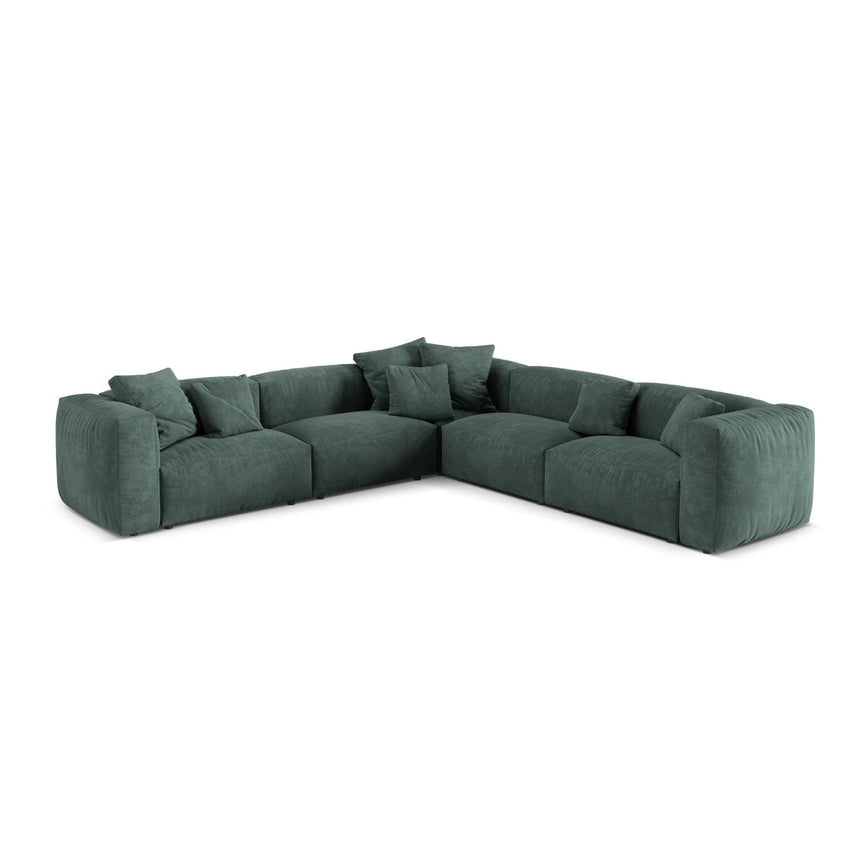 Martina modulares Ecksofa, Symmetrisch, Sitztiefe 76 cm, aus Samt in Petrol (Vogue 12), 316x316 cm von Micadoni – Bild 1