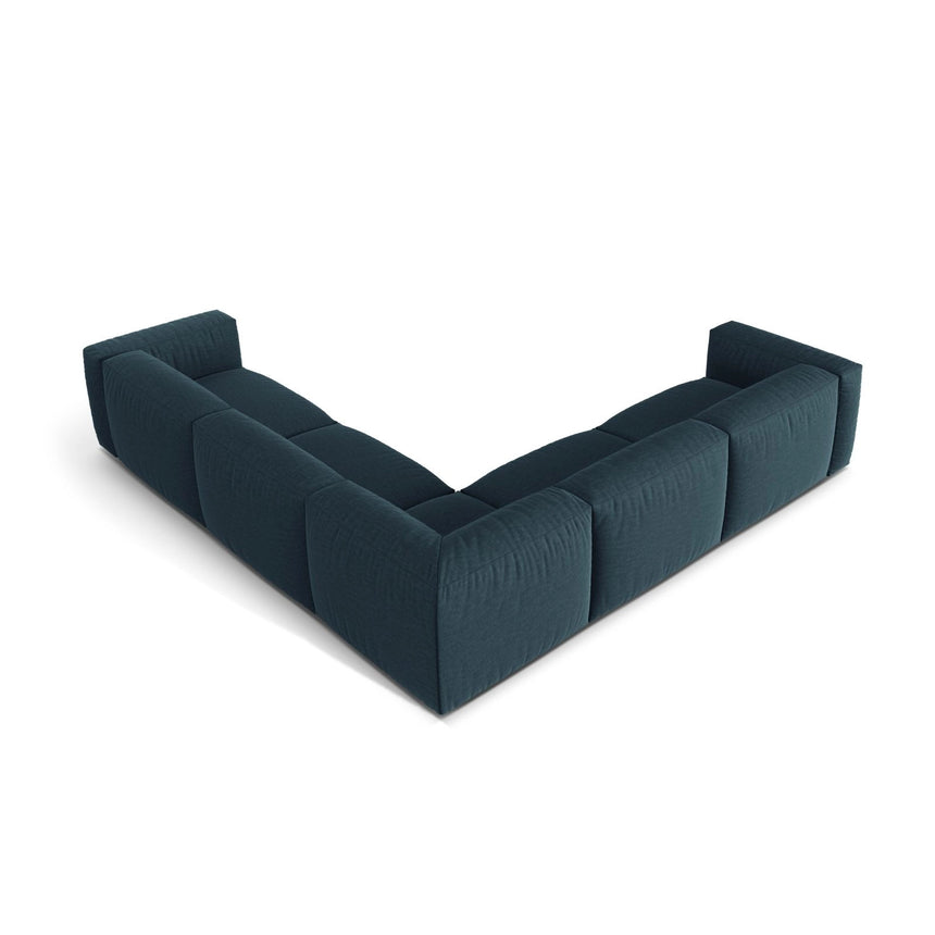 Martina modulares Ecksofa, Symmetrisch, Sitztiefe 76 cm, aus Strukturierter Stoff in Blau Jeans (Boston Ocean), 316x316 cm von Micadoni – Bild 3