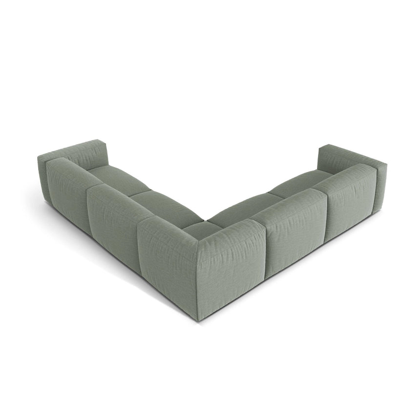 Martina modulares Ecksofa, Symmetrisch, Sitztiefe 76 cm, aus Strukturierter Stoff in Moosgrün (Boston Water Green), 316x316 cm von Micadoni – Bild 3
