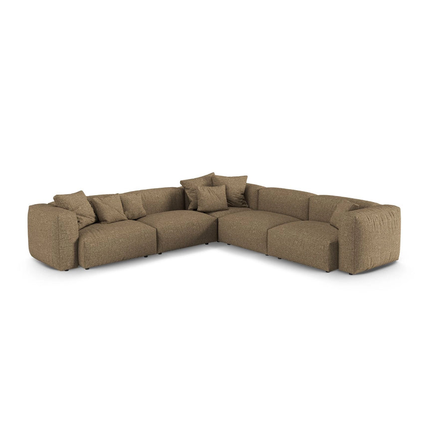 Martina modulares Ecksofa, Symmetrisch, Sitztiefe 90 cm, aus Boucle in Cappuccino (Monet Cappucino), 330x330 cm von Micadoni – Bild 1