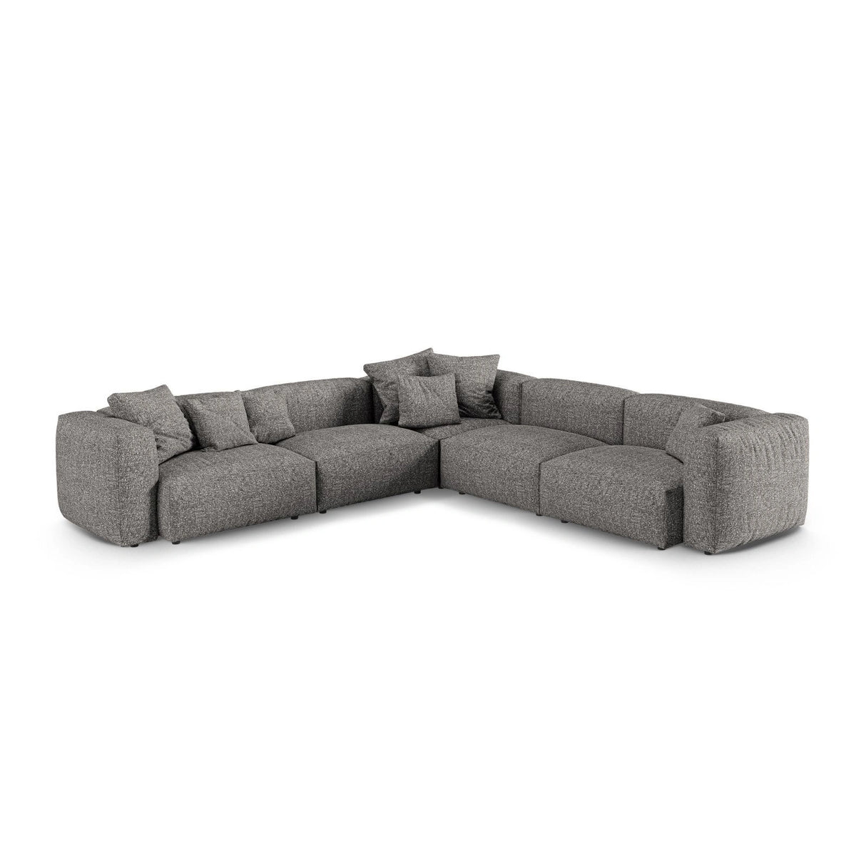 Martina modulares Ecksofa, Symmetrisch, Sitztiefe 90 cm, aus Boucle in Graphit (Monet Graphite), 330x330 cm von Micadoni – Bild 1