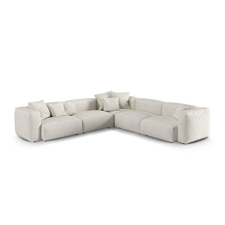 Martina modulares Ecksofa, Symmetrisch, Sitztiefe 90 cm, aus Boucle in Grau Beige meliert (Monet Pearl), 330x330 cm von Micadoni – Bild 1