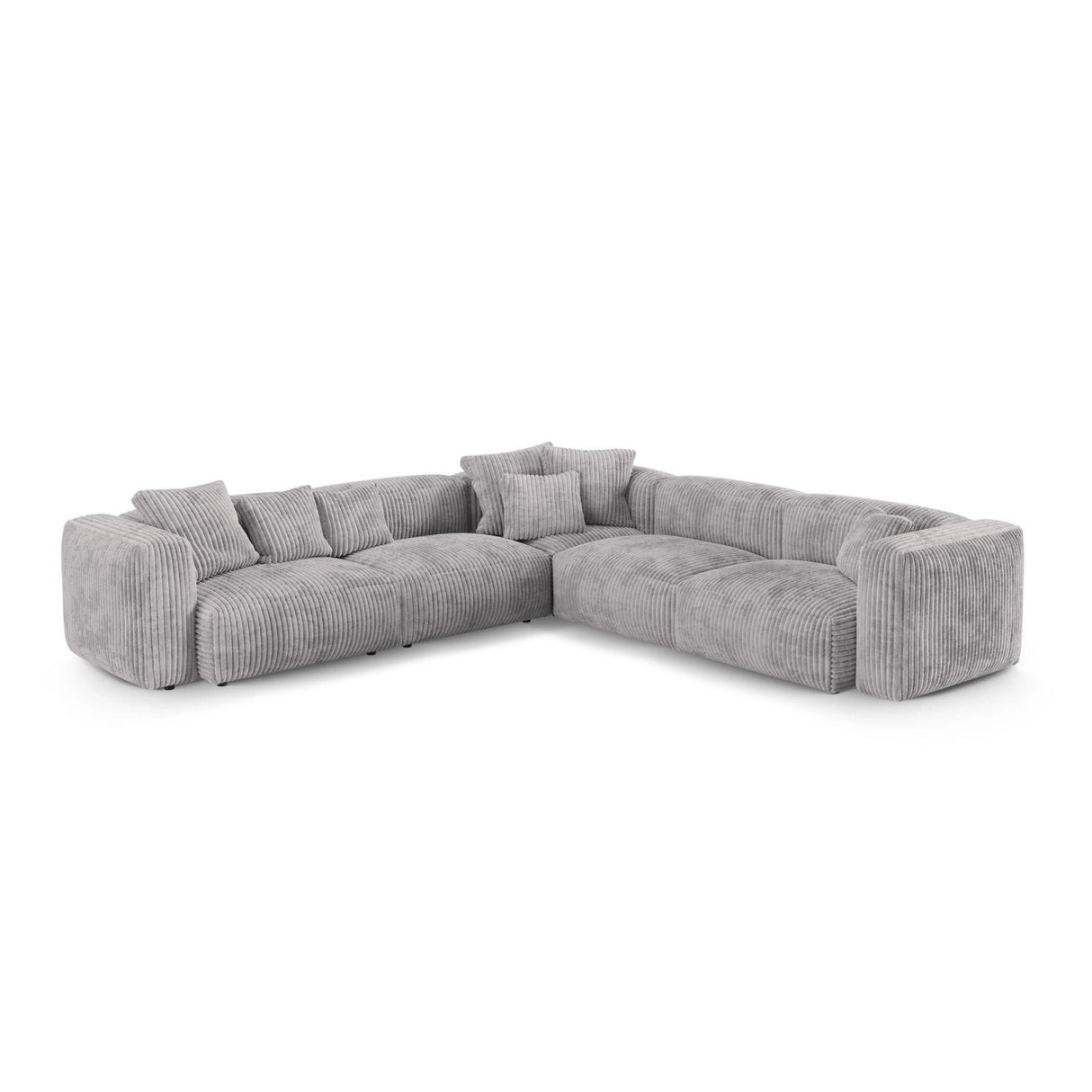 Martina modulares Ecksofa, Symmetrisch, Sitztiefe 90 cm, aus Cord in Hellgrau (Tilia 86), 330x330 cm von Micadoni – Bild 1