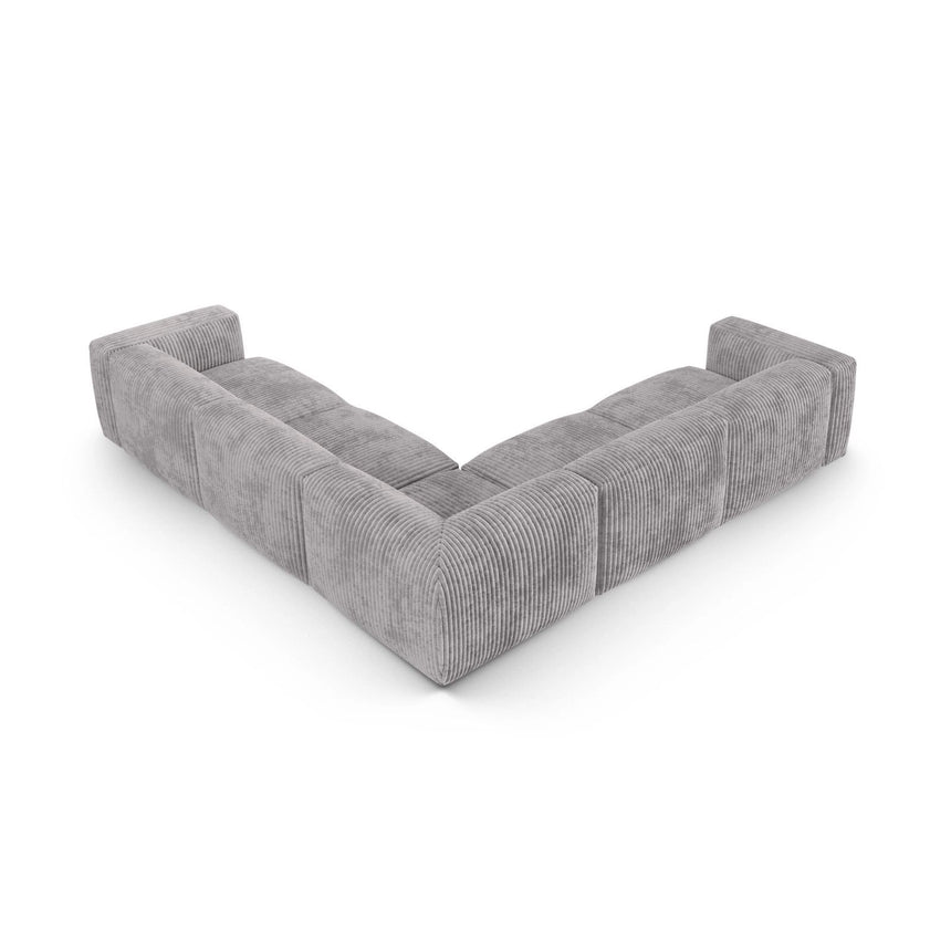 Martina modulares Ecksofa, Symmetrisch, Sitztiefe 90 cm, aus Cord in Hellgrau (Tilia 86), 330x330 cm von Micadoni – Bild 3