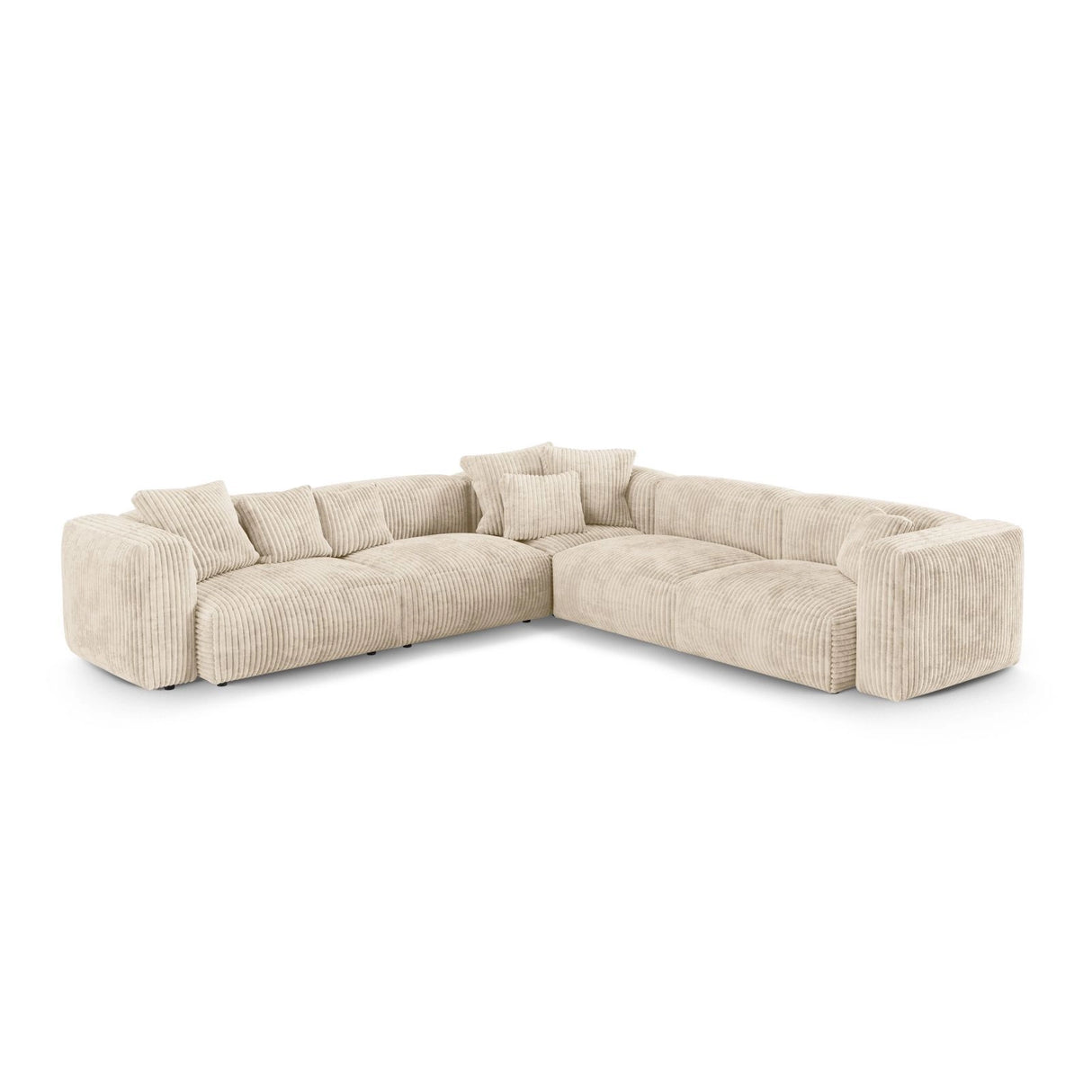 Martina modulares Ecksofa, Symmetrisch, Sitztiefe 90 cm, aus Cord in Leichtes Beige (Tilia 03), 330x330 cm von Micadoni – Bild 1