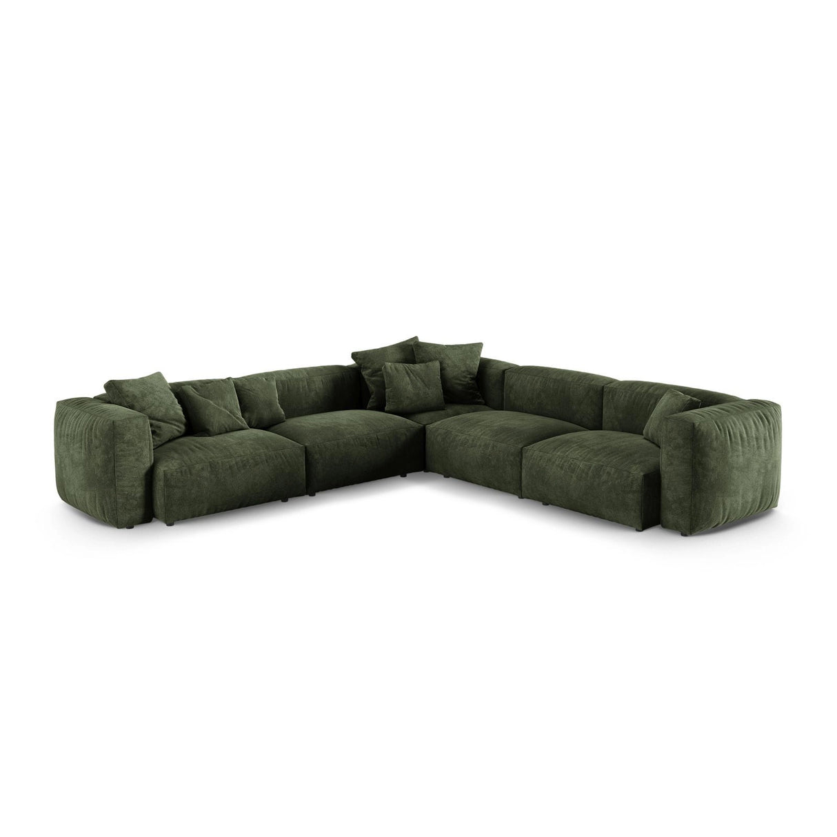 Martina modulares Ecksofa, Symmetrisch, Sitztiefe 90 cm, aus Samt in Grün (Vogue 11), 330x330 cm von Micadoni – Bild 1