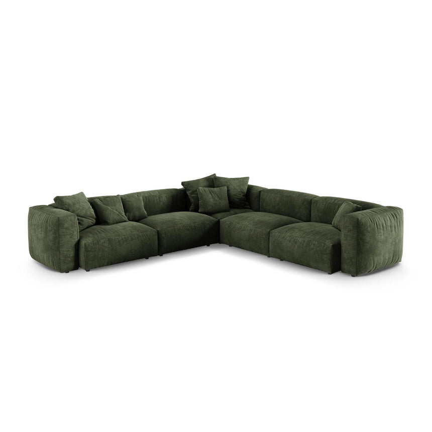 Martina modulares Ecksofa, Symmetrisch, Sitztiefe 90 cm, aus Samt in Grün (Vogue 11), 330x330 cm von Micadoni – Bild 1