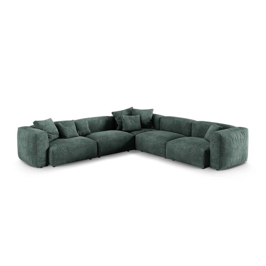 Martina modulares Ecksofa, Symmetrisch, Sitztiefe 90 cm, aus Samt in Petrol (Vogue 12), 330x330 cm von Micadoni – Bild 1