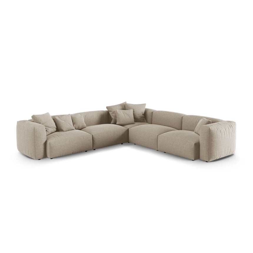 Martina modulares Ecksofa, Symmetrisch, Sitztiefe 90 cm, aus Strukturierter Stoff in Leichtes Beige (Boston Toffee), 330x330 cm von Micadoni – Bild 1