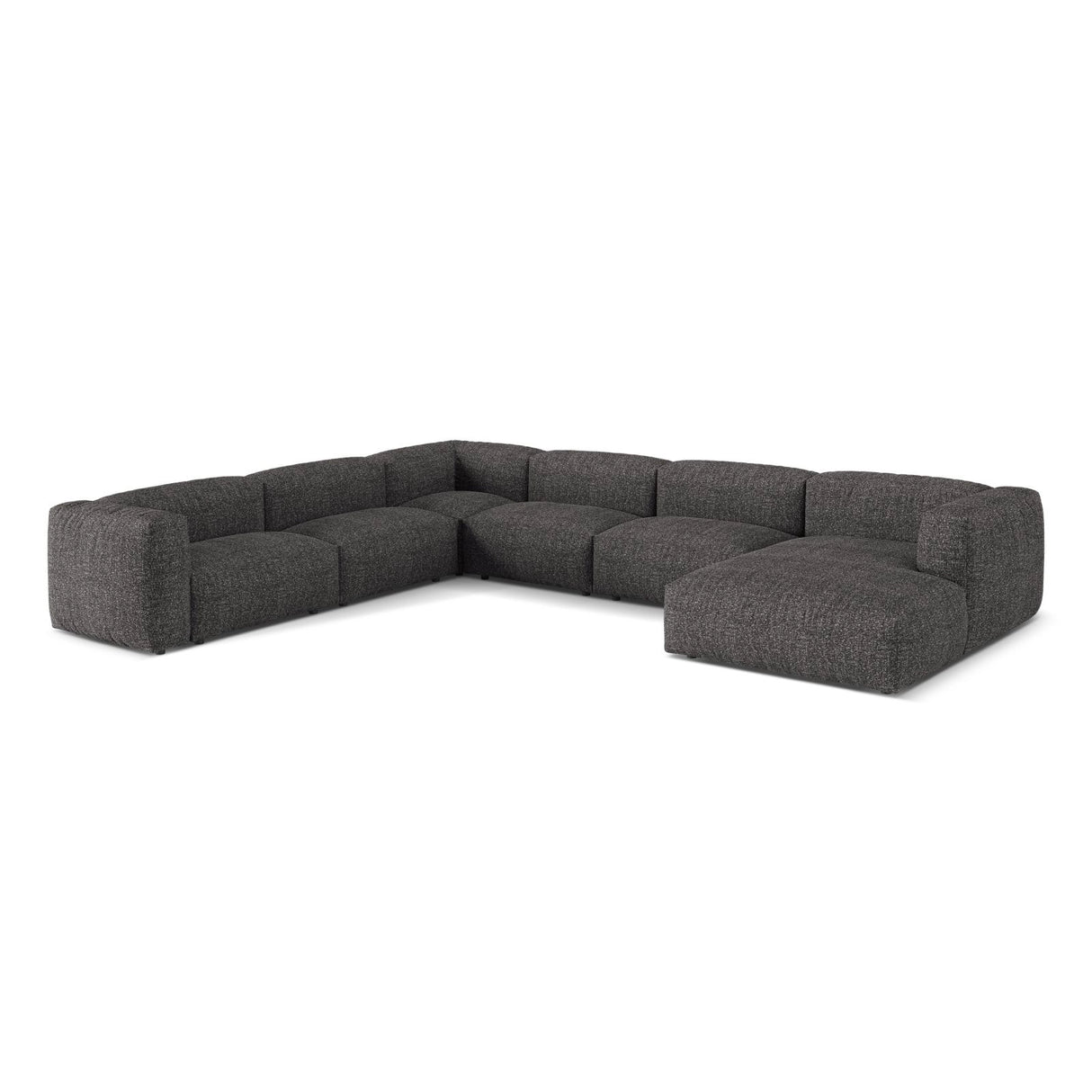 Martina modulares Panoramasofa, Linke Seite, Sitztiefe 76 cm, aus Boucle in Anthrazit (Monet Anthracite), 406x316 cm von Micadoni – Bild 3