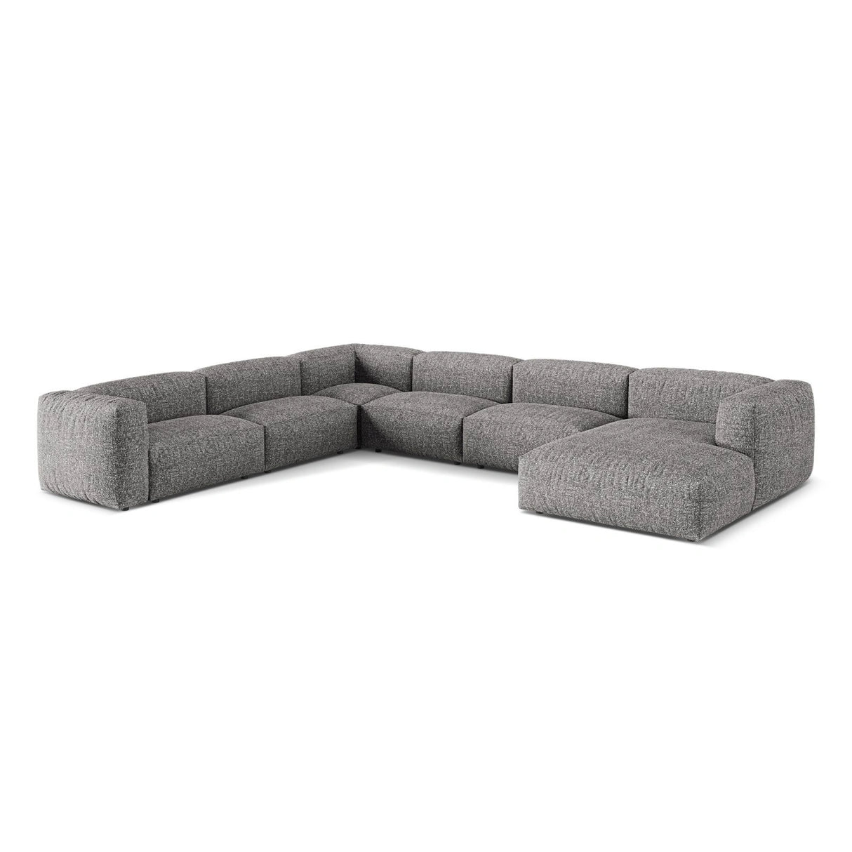 Martina modulares Panoramasofa, Linke Seite, Sitztiefe 76 cm, aus Boucle in Graphit (Monet Graphite), 406x316 cm von Micadoni – Bild 3